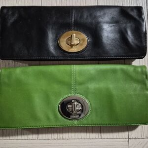 Coach Black and Green Clutches